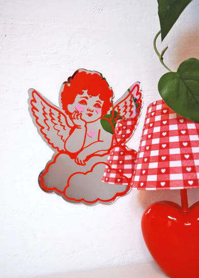 Small Cherub mirror Red-Top 30 Decor-Little Fish Co.