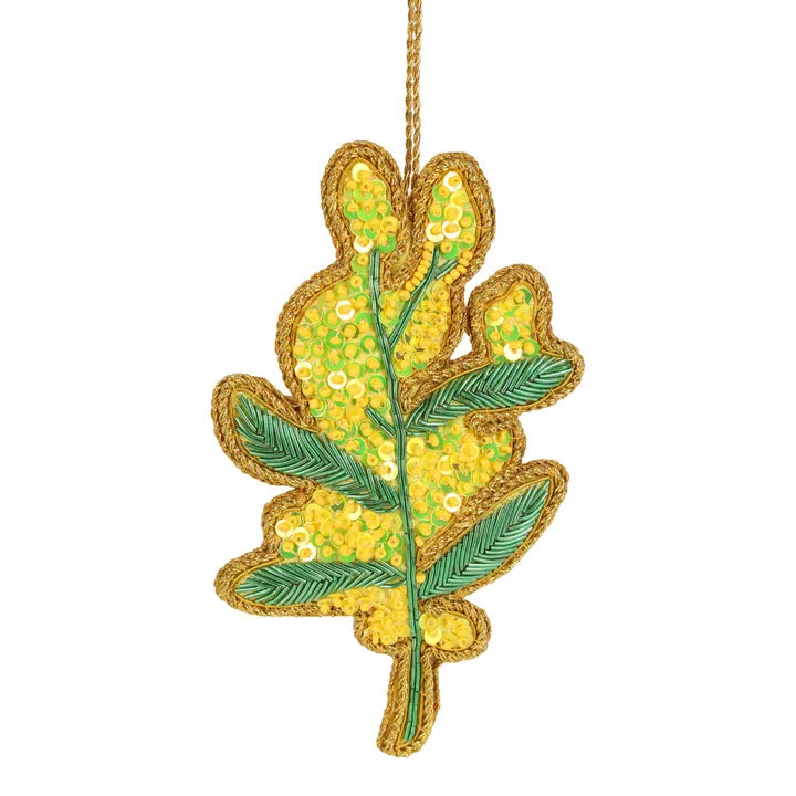 Golden Wattle sequin tree decoration-Little Fish Co.