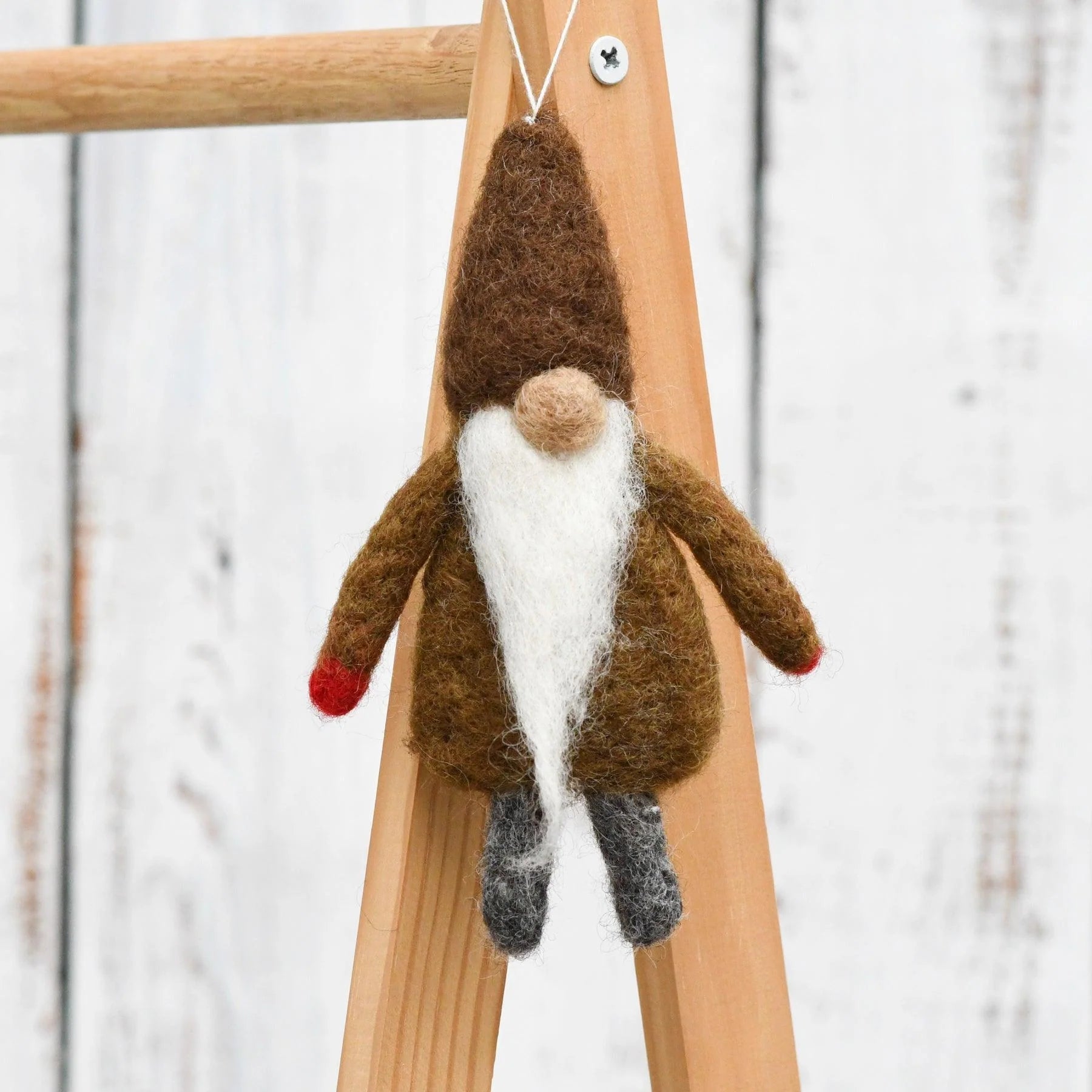 felt gnome hanging brown hat-Little Fish Co.
