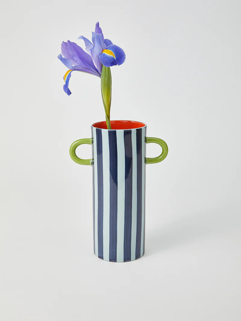 Griffe Blue Stripe Tall Vase-Little Fish Co.