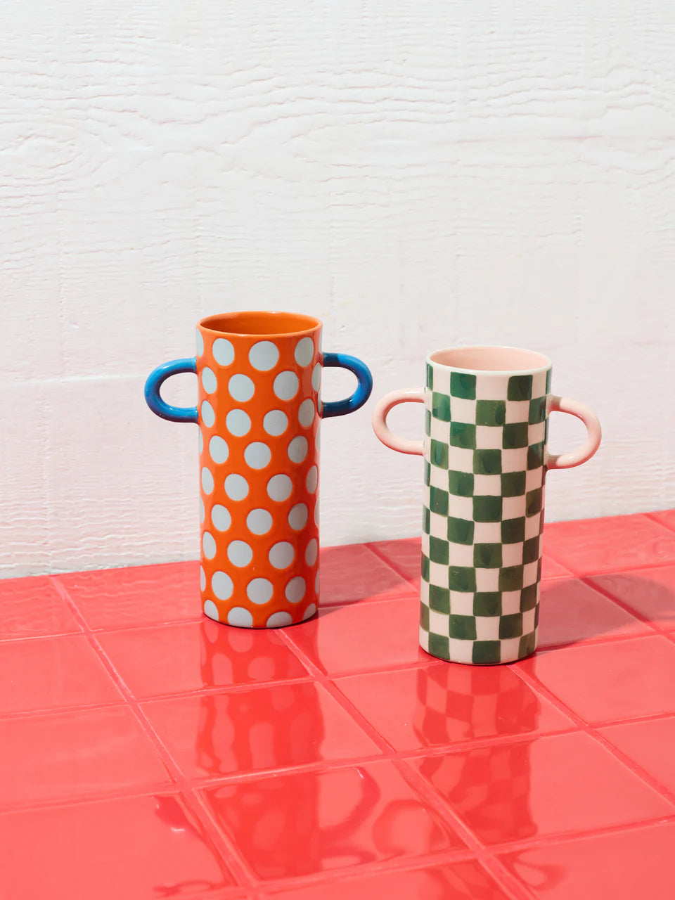 Griffe Check Green Bud Vase-Little Fish Co.