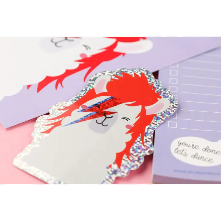 Glitter sticker - David Bowie Ziggy Stardust Llama-Top 30 Stationary-Little Fish Co.