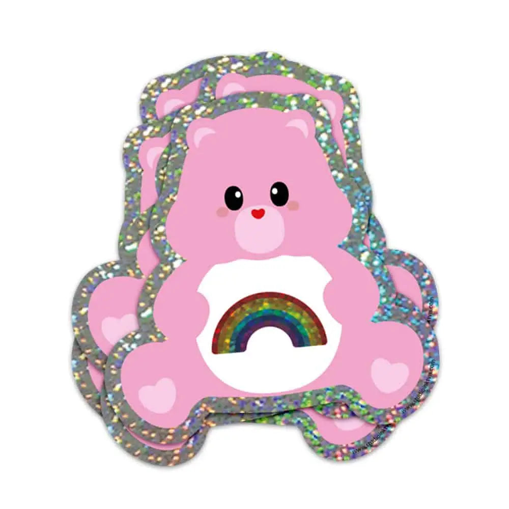 Glitter Care Bear Sticker - Sending Rainbows-Top 30 Stationary-Little Fish Co.