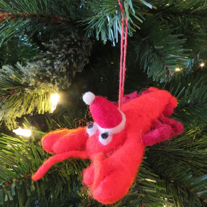 Handmade Felt Biodegradable Festive Lobster Tree Hanging-Top 30 Christmas-Little Fish Co.