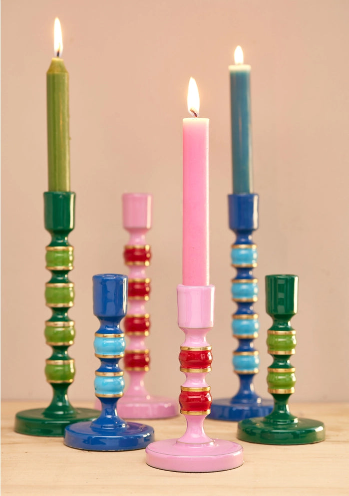 Stripe Enamel Candlestick