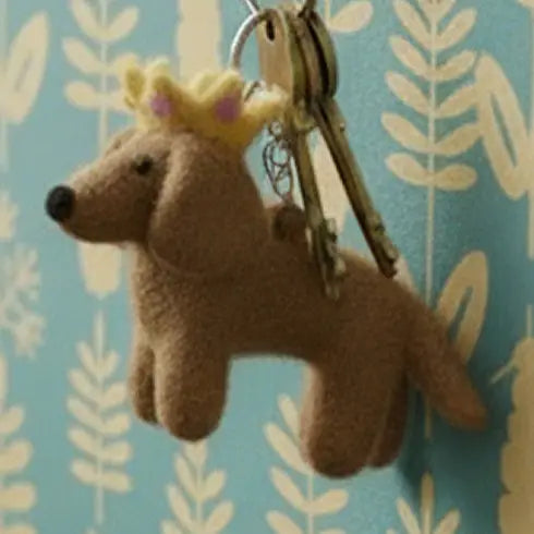 Handmade Needle Felt Fair Trade Sausage dog Keyring-Little Fish Co.