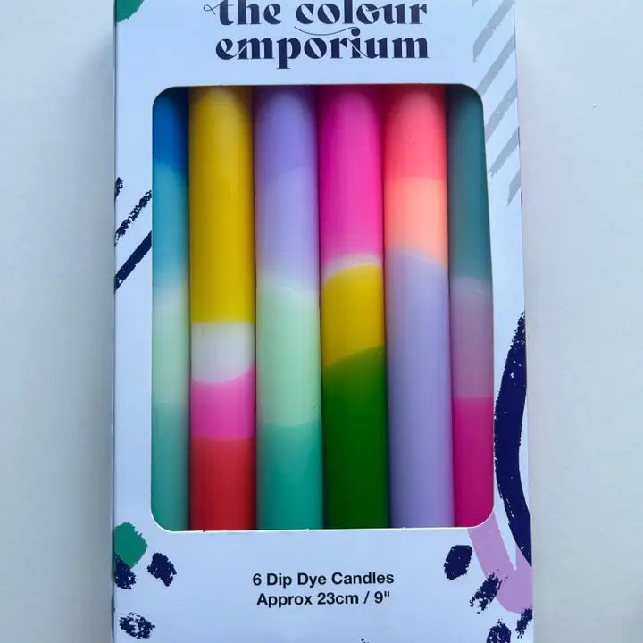 Dip Dye Candles in Brights set of 6-Top 30 Party-Little Fish Co.