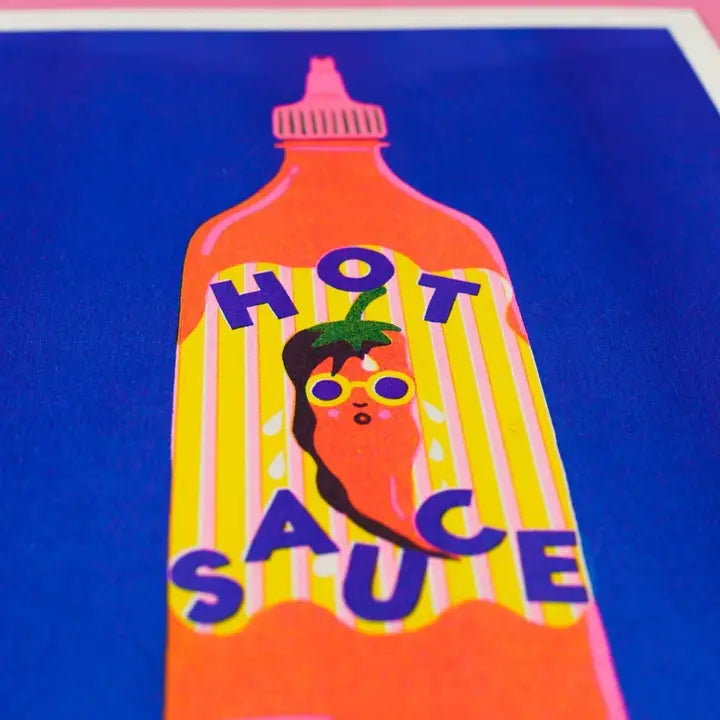 Blue Chilli Sauce Riso Print-Top 30 Art-Little Fish Co.