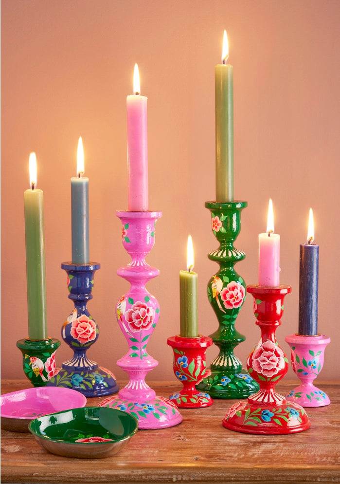 Large Floral Hand Painted candle holder
