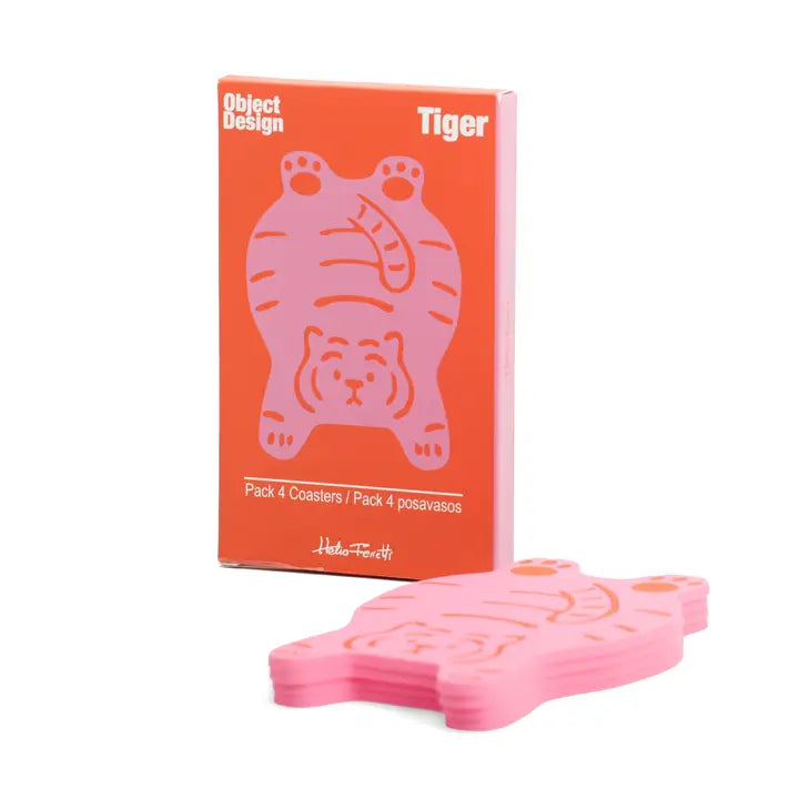 Pack of 4 pink tiger coasters-Top 30 Party-Little Fish Co.