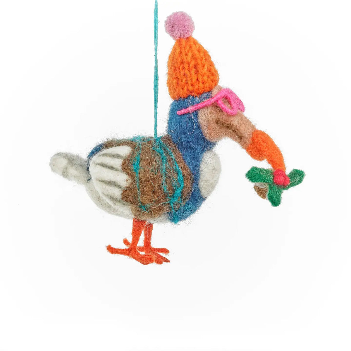 Handmade felt festive dodo ornament