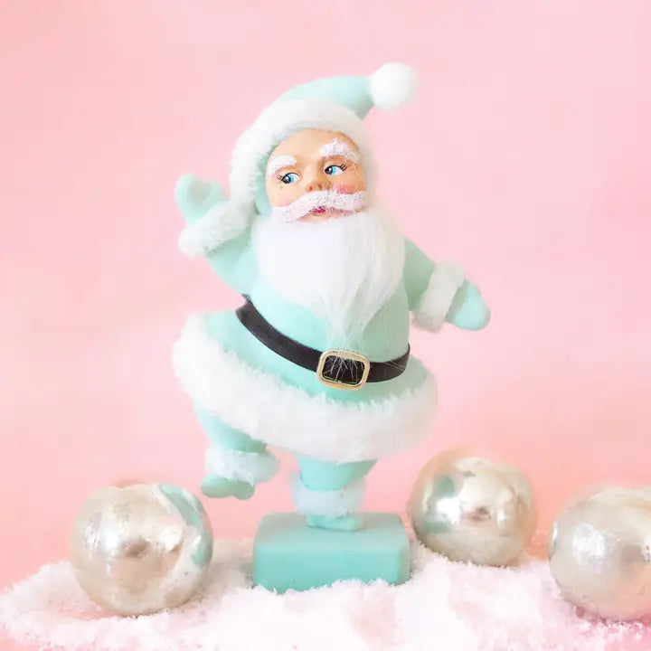 Retro Flocked Dancing Santa - Mint-Top 30 Christmas-Little Fish Co.