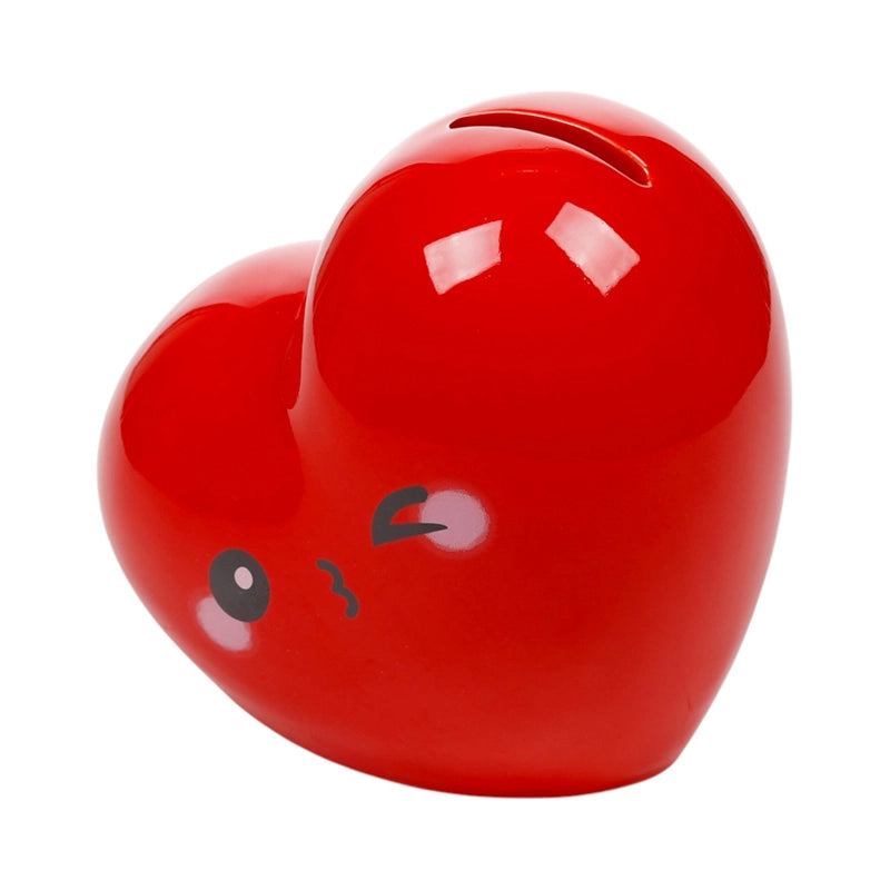 Red heart ceramic money box