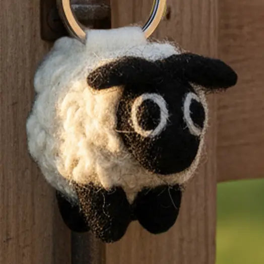 Handmade Fair Trade Needle Felt Black Sheep Keyring