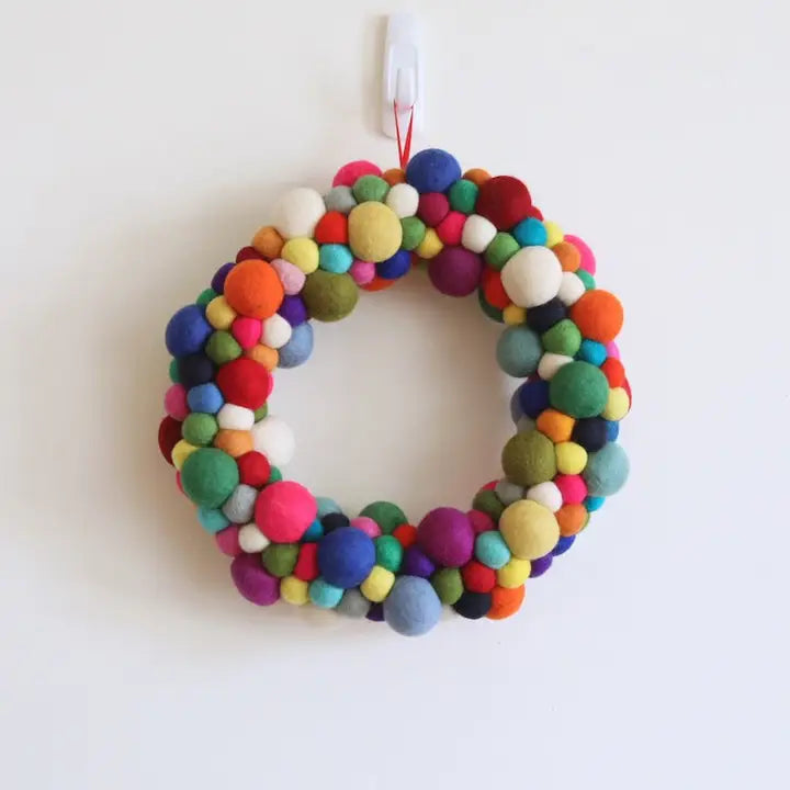 Rainbow Felt Zig Zag Christmas wreath-Little Fish Co.