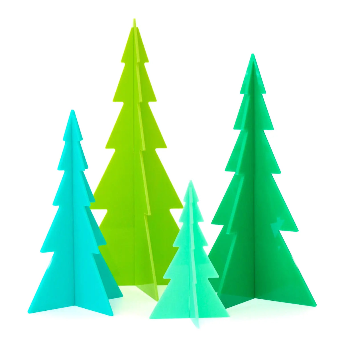 Blue and Green Acrylic tree set