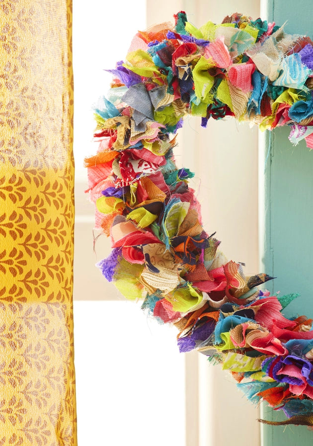 Recycled Sari Wreath - Heart-Little Fish Co.
