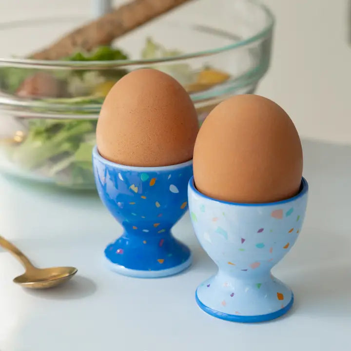 Set of 2 Egg Cups Blue Sprinkles