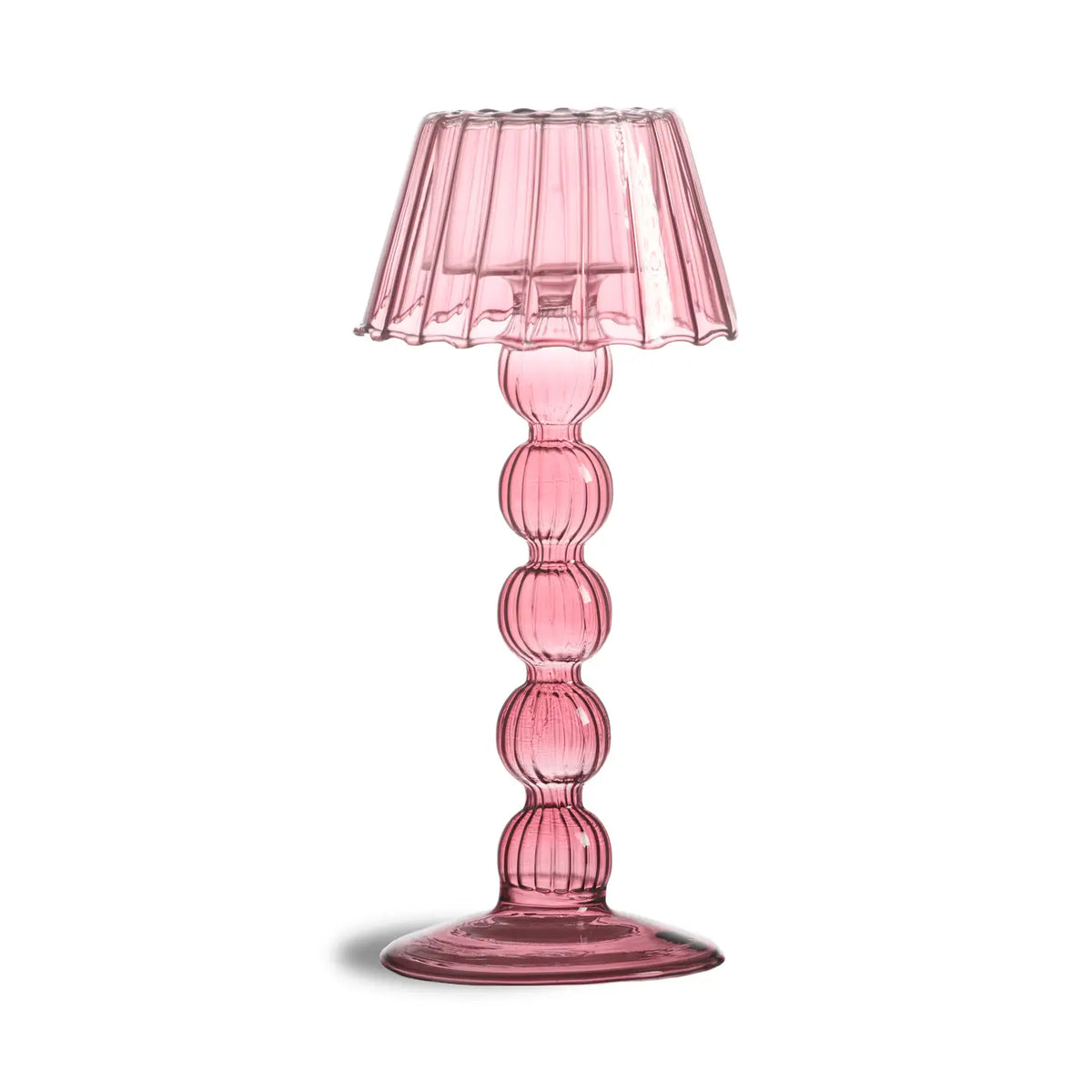 Red / Violet Tall Glass lamp style Tea light holder