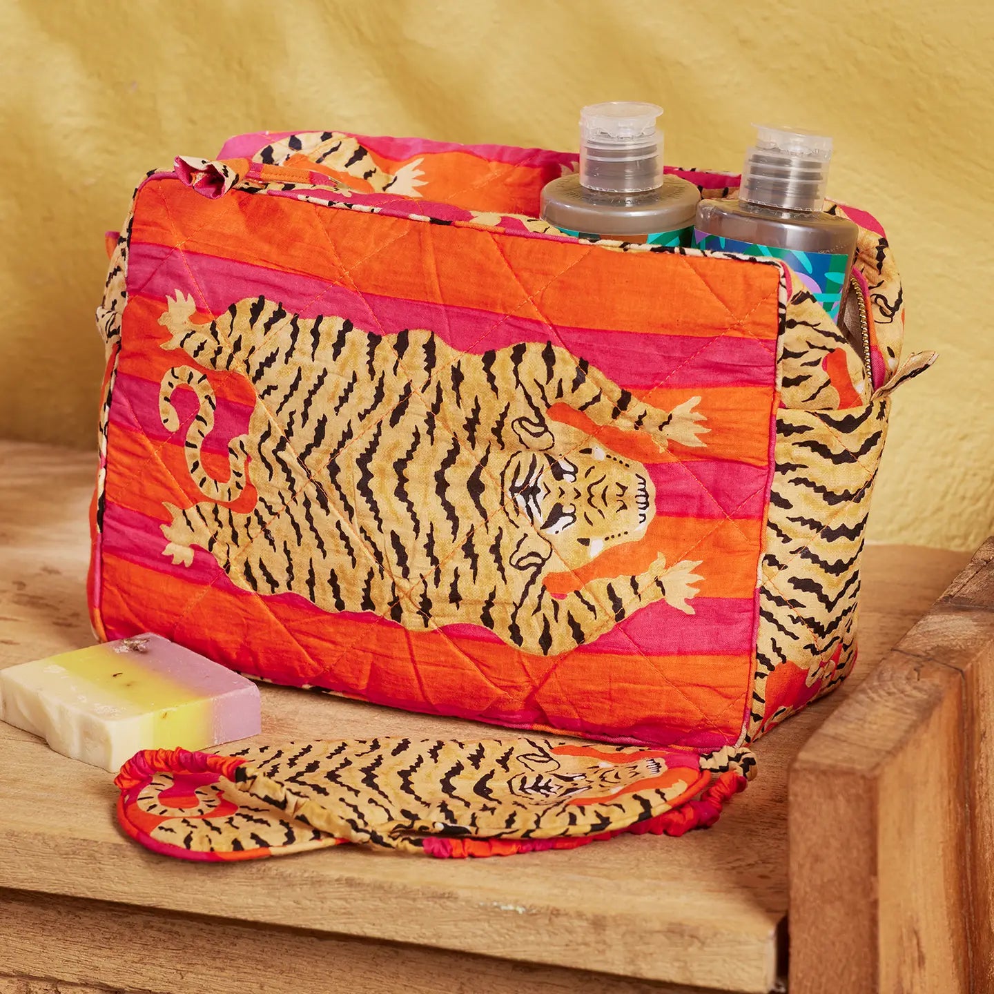 Tiger Wash Bag - Pink Orange