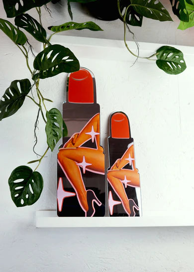 Pin Up Girl red lip stick mirror Large-New Arrivals-Little Fish Co.