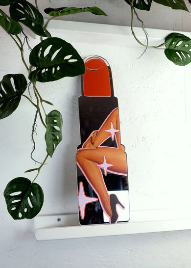 Pin Up Girl red lip stick mirror Large-New Arrivals-Little Fish Co.