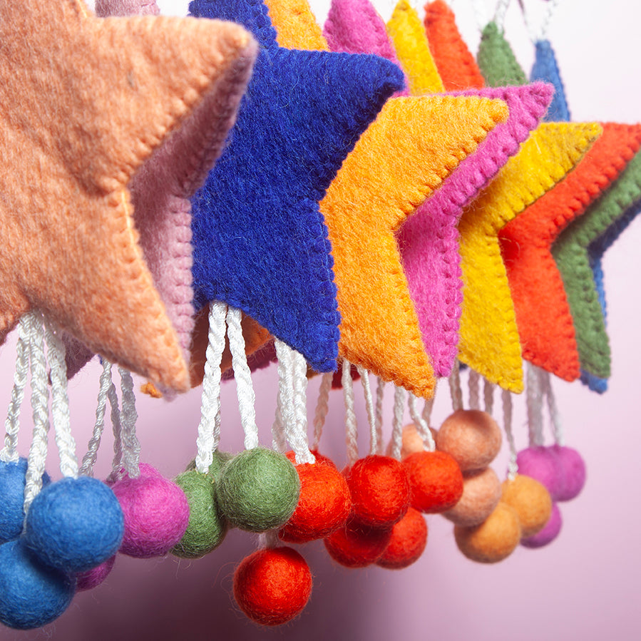 Felt Star Wall hanging - Cornflower / Magenta-Little Fish Co.