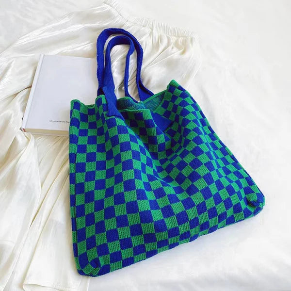 Alice in Wonderland knitted shopper Blue / Green-New Arrivals-Little Fish Co.