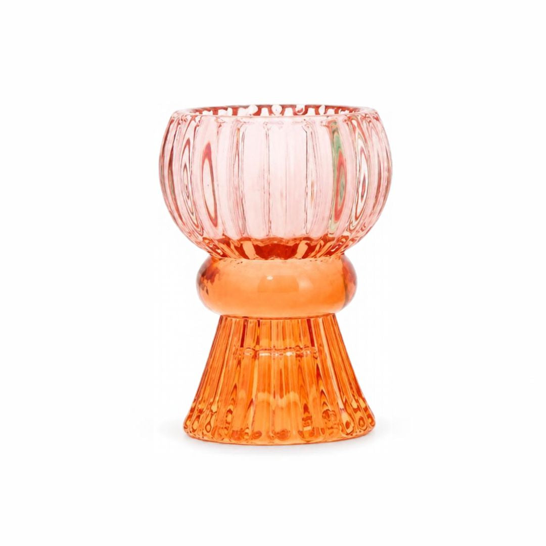 Ombre ribbed Glass candle holder