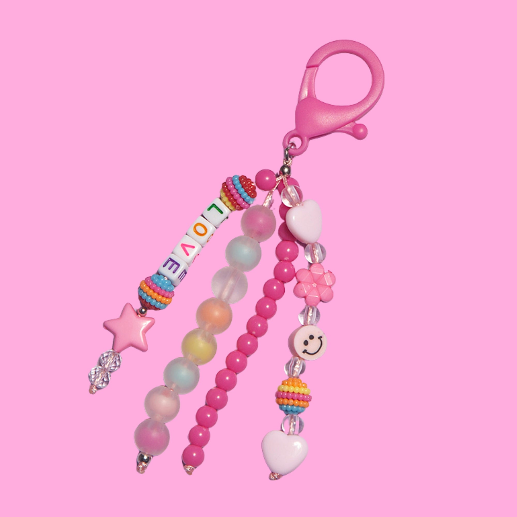 Pink beaded keychain-Little Fish Co.