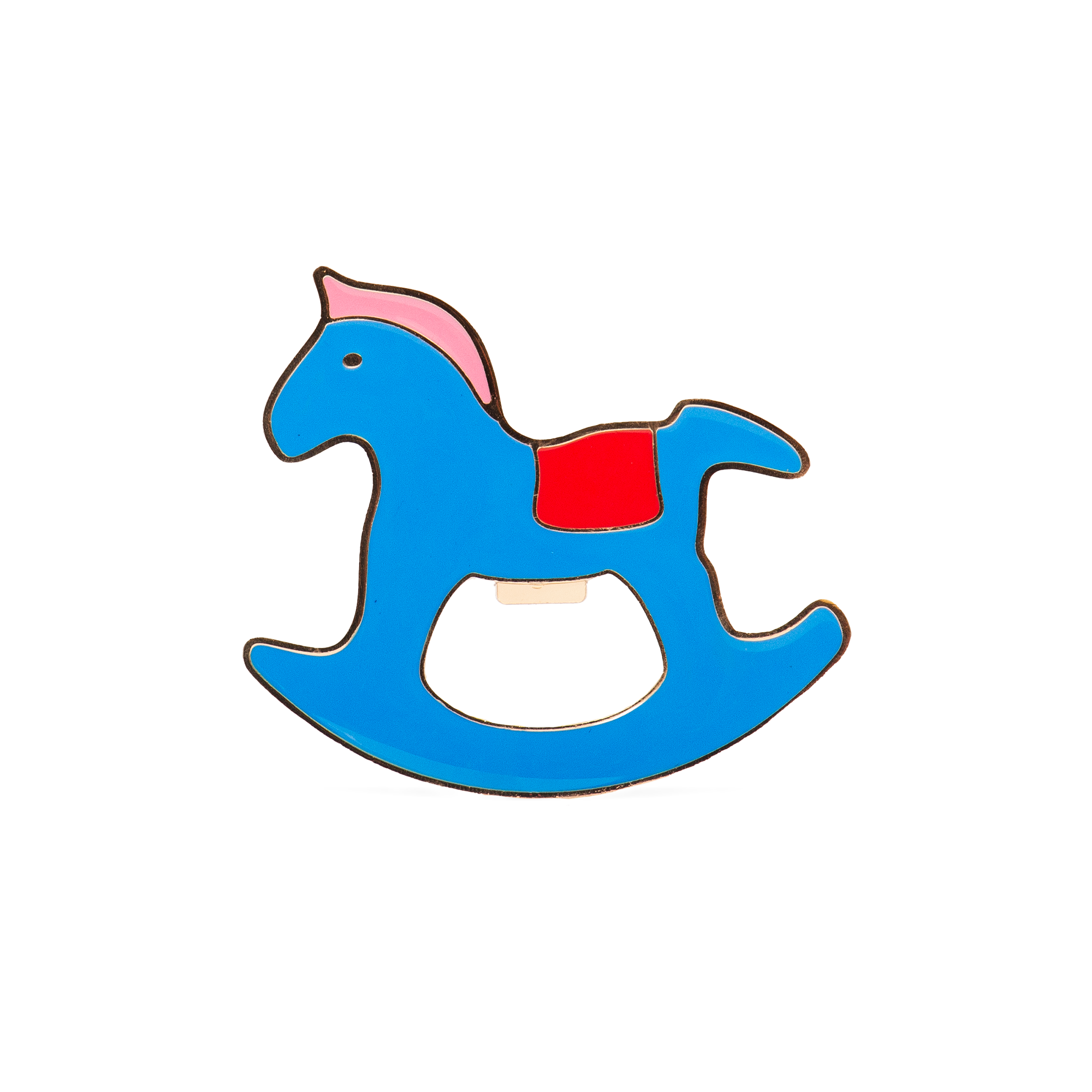 Blue rocking horse bottle opener
