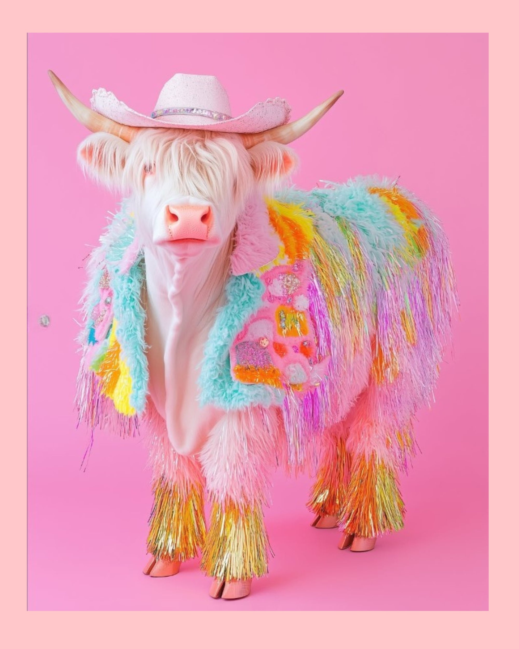 Disco Cow Print with Fringe print-Top 30 Art-Little Fish Co.
