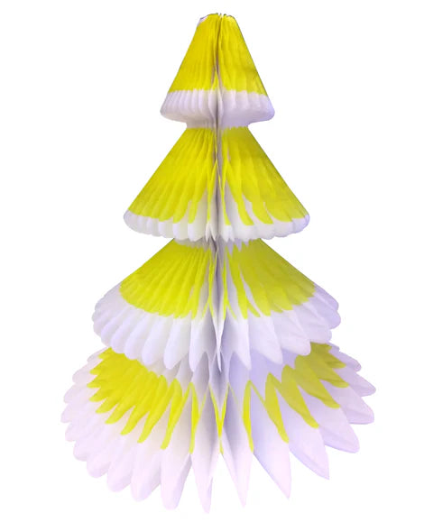 12 inch Honeycomb Paper frosted Christmas Tree - yellow-Little Fish Co.