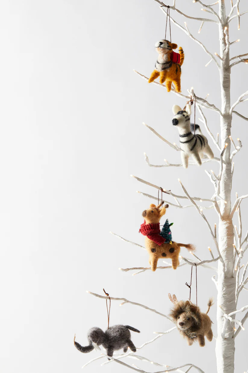 Wool Zebra with Party Hat - Ornament