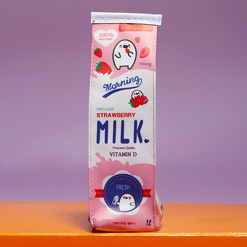 Cartoon Milk Pencil case - Pink-New Arrivals-Little Fish Co.