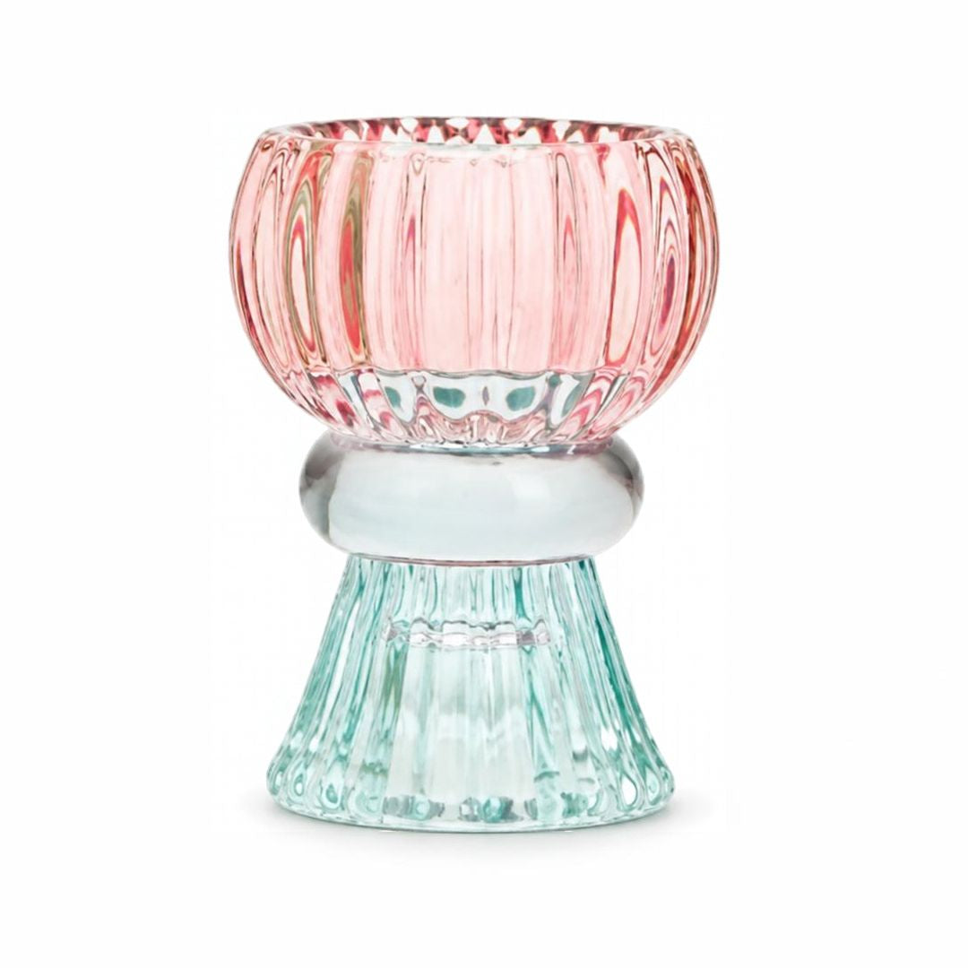 Ombre ribbed Glass candle holder