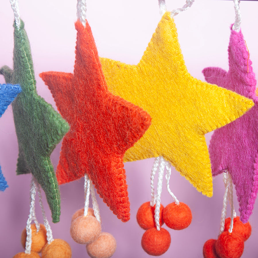 Felt Star Wall hanging - Light Pink Fuchsia-Little Fish Co.