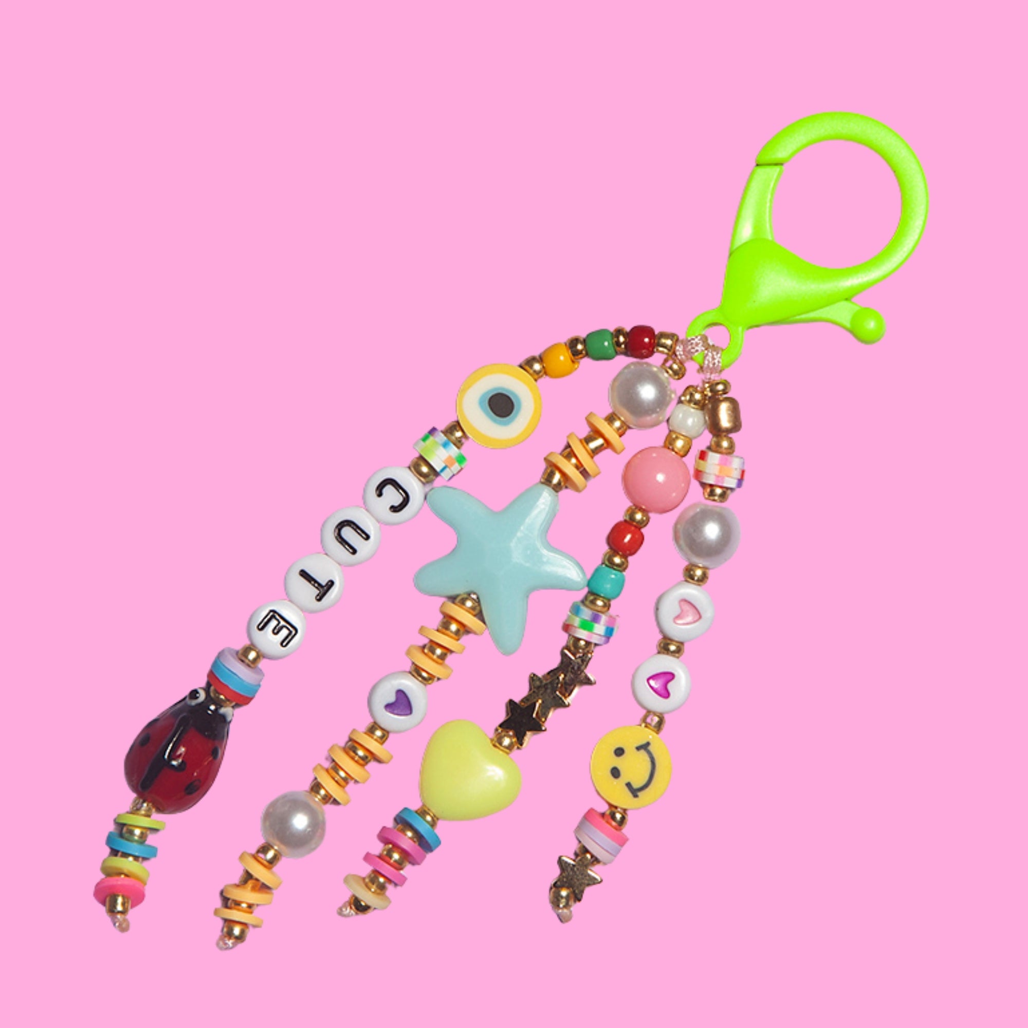 Lime beaded keychain-Little Fish Co.