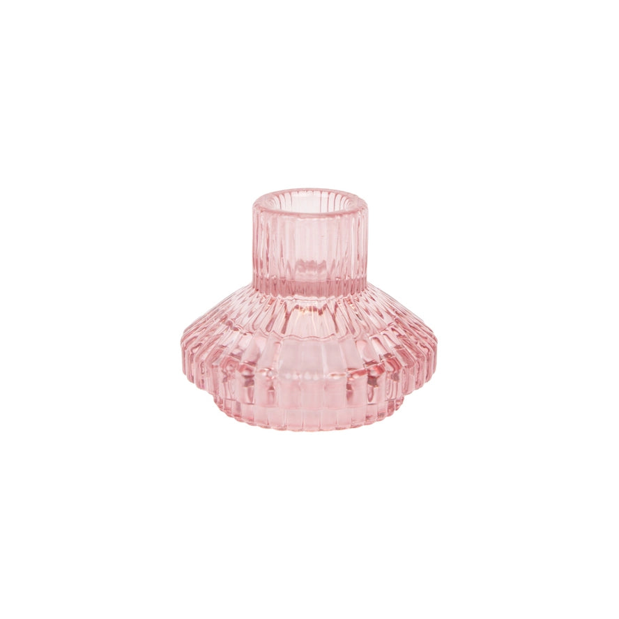 Small Ribbed Glass candle holder - colors assorted-Top 30 Christmas-Little Fish Co.