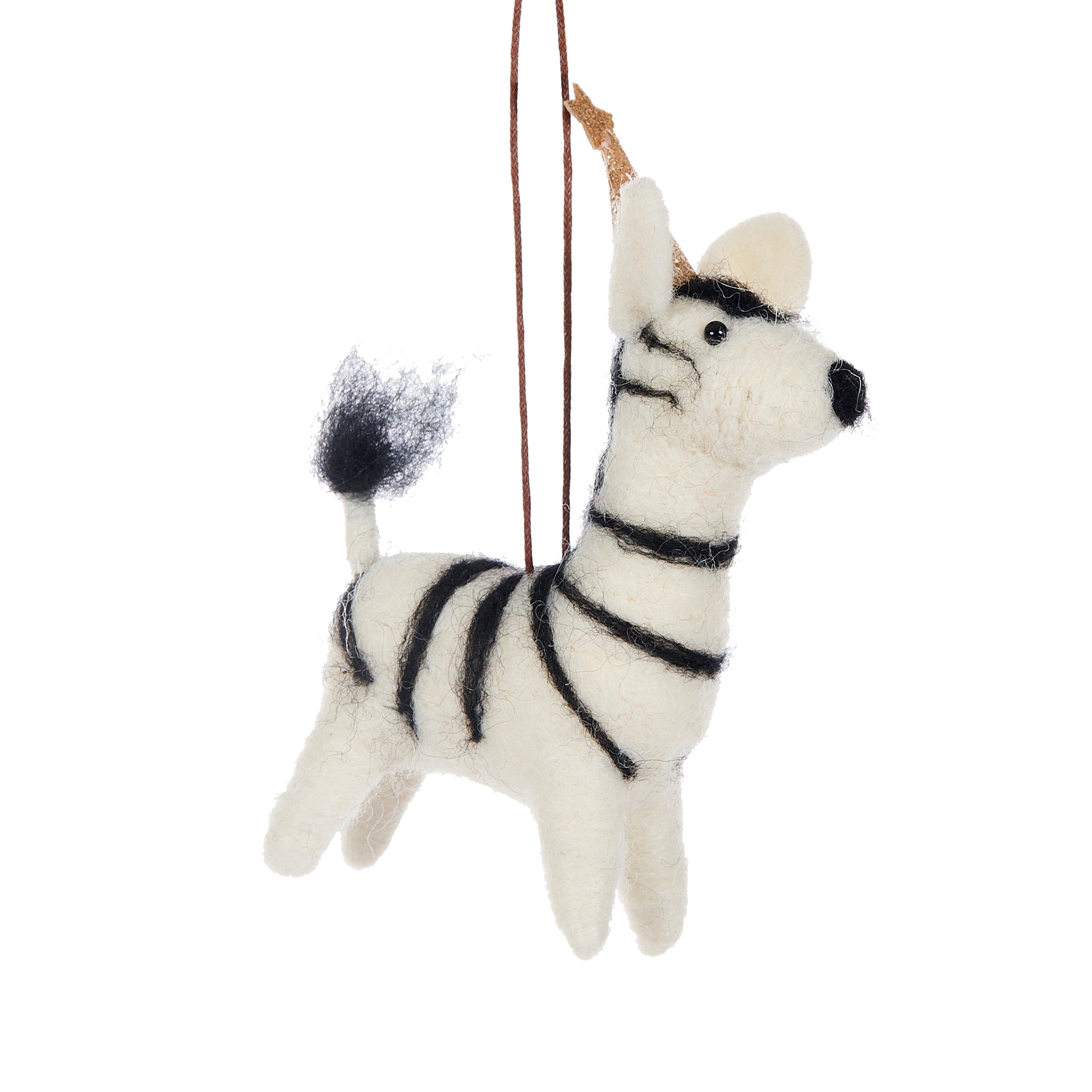 Wool Zebra with Party Hat - Ornament