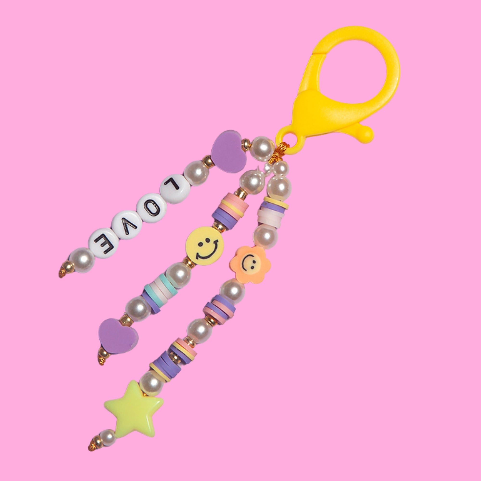 Yellow beaded keychain-Little Fish Co.