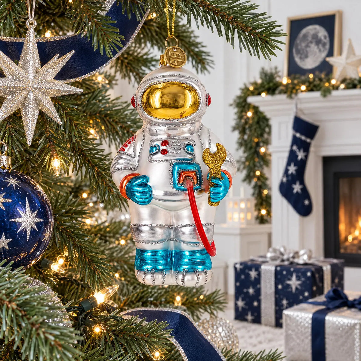 Astronaut glass ornament handcrafted