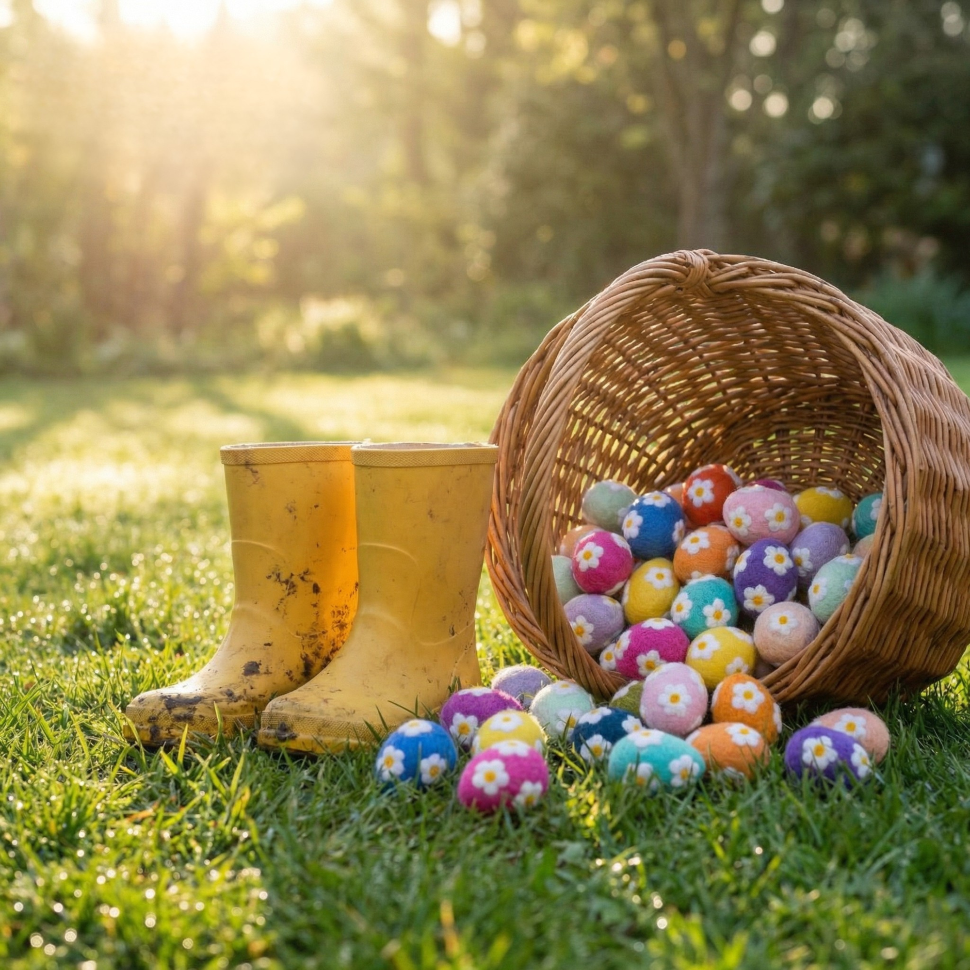 Fair Trade Embroidered Flower Felt Easter Eggs - Colours assorted-Little Fish Co.