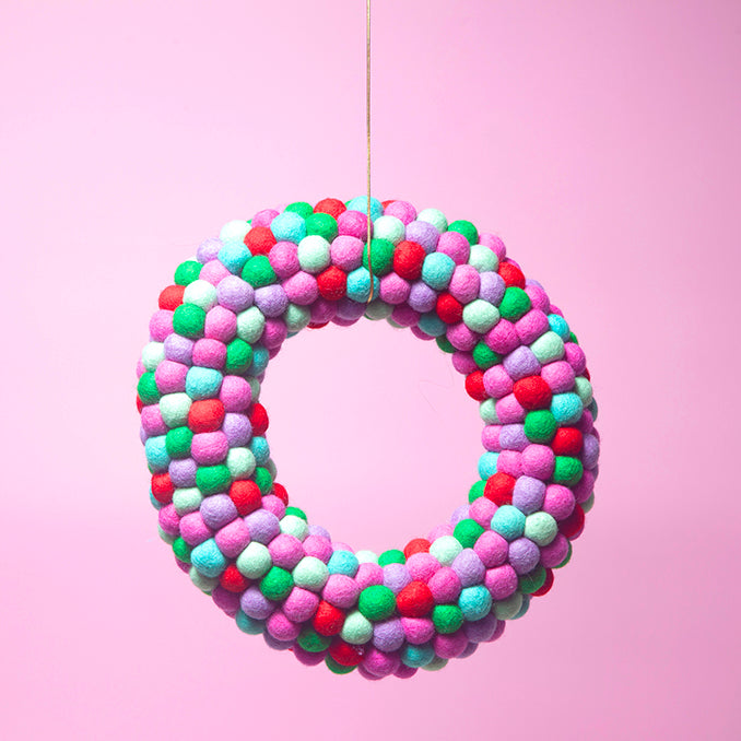 Felt Ball wreath Peppermint-Fun-Little Fish Co.