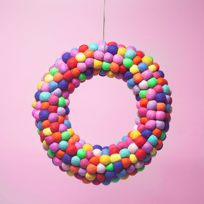 Felt Ball wreath Freckle-Top 30 Christmas-Little Fish Co.