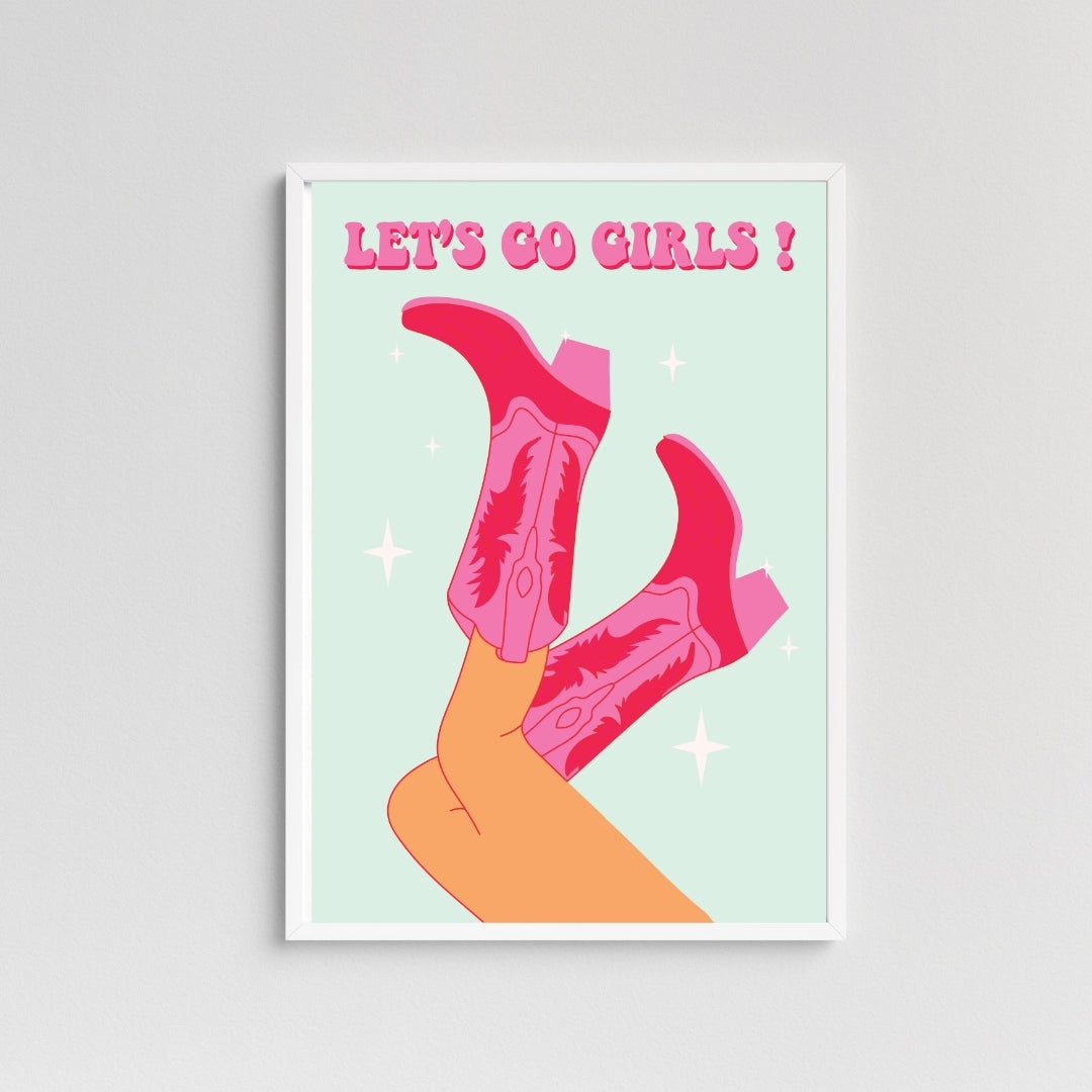 Lets go Girls cowboy boot print-New Arrivals-Little Fish Co.