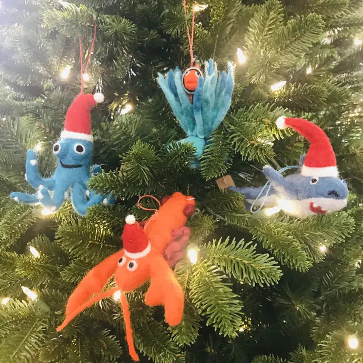 Handmade Felt Biodegradable Festive Lobster Tree Hanging-Top 30 Christmas-Little Fish Co.