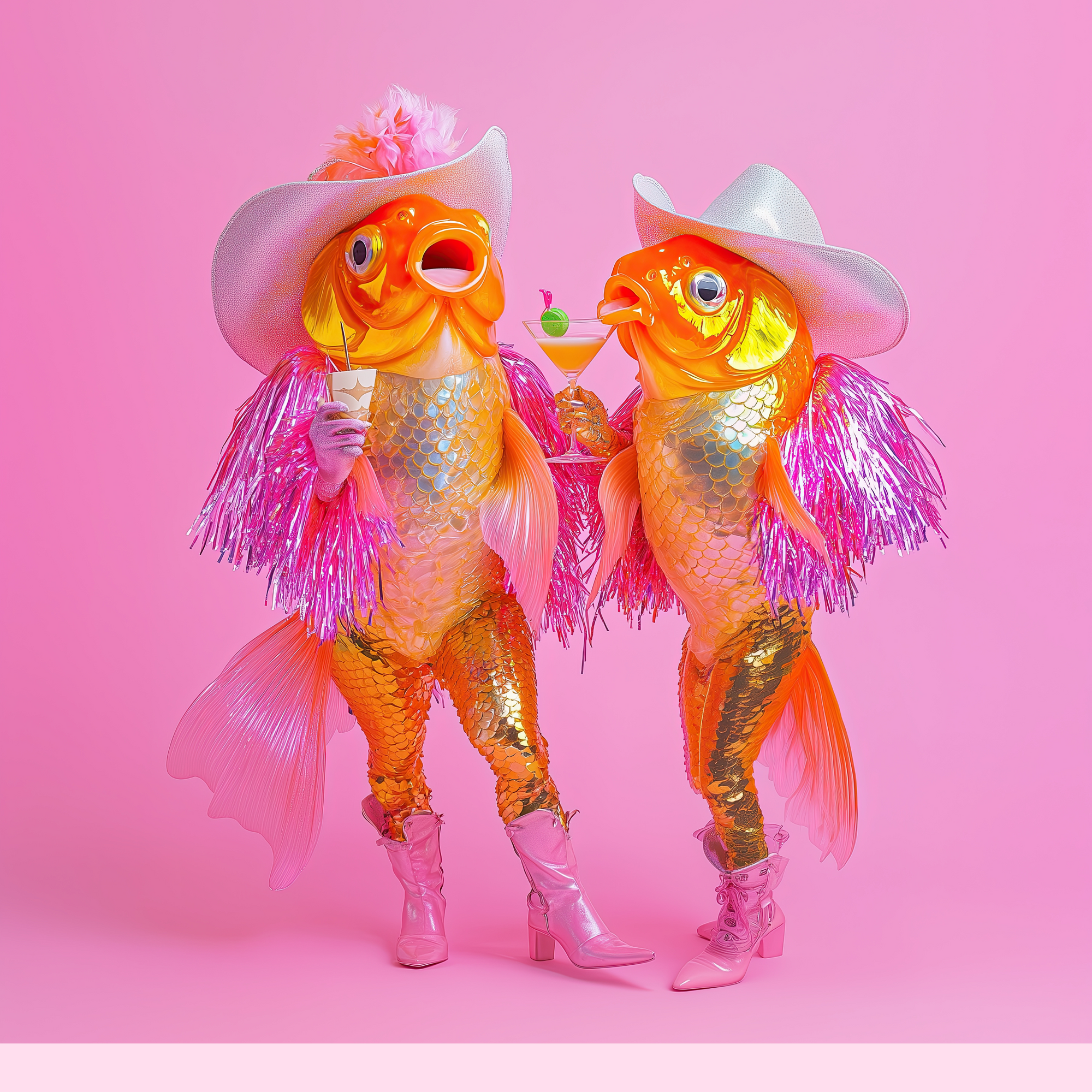 Fishy Sister with Cosmo's Silver Hat-Top 30 Art-Little Fish Co.