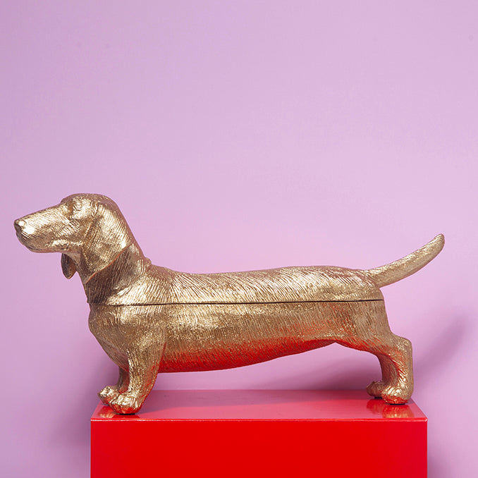 Dachshund secret bowl - Gold-Little Fish Co.