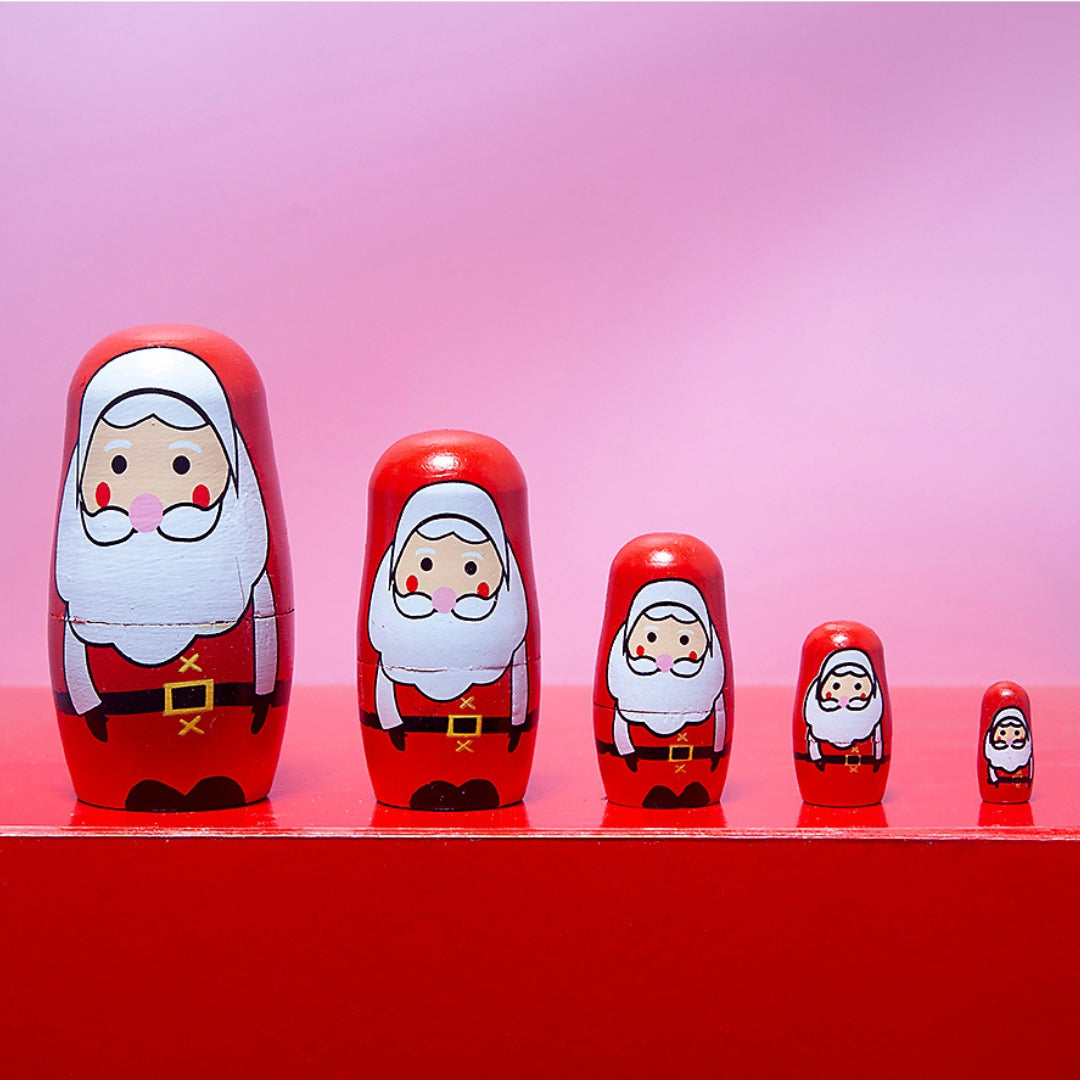 Wooden Festive Russian Dolls - Santas-Little Fish Co.